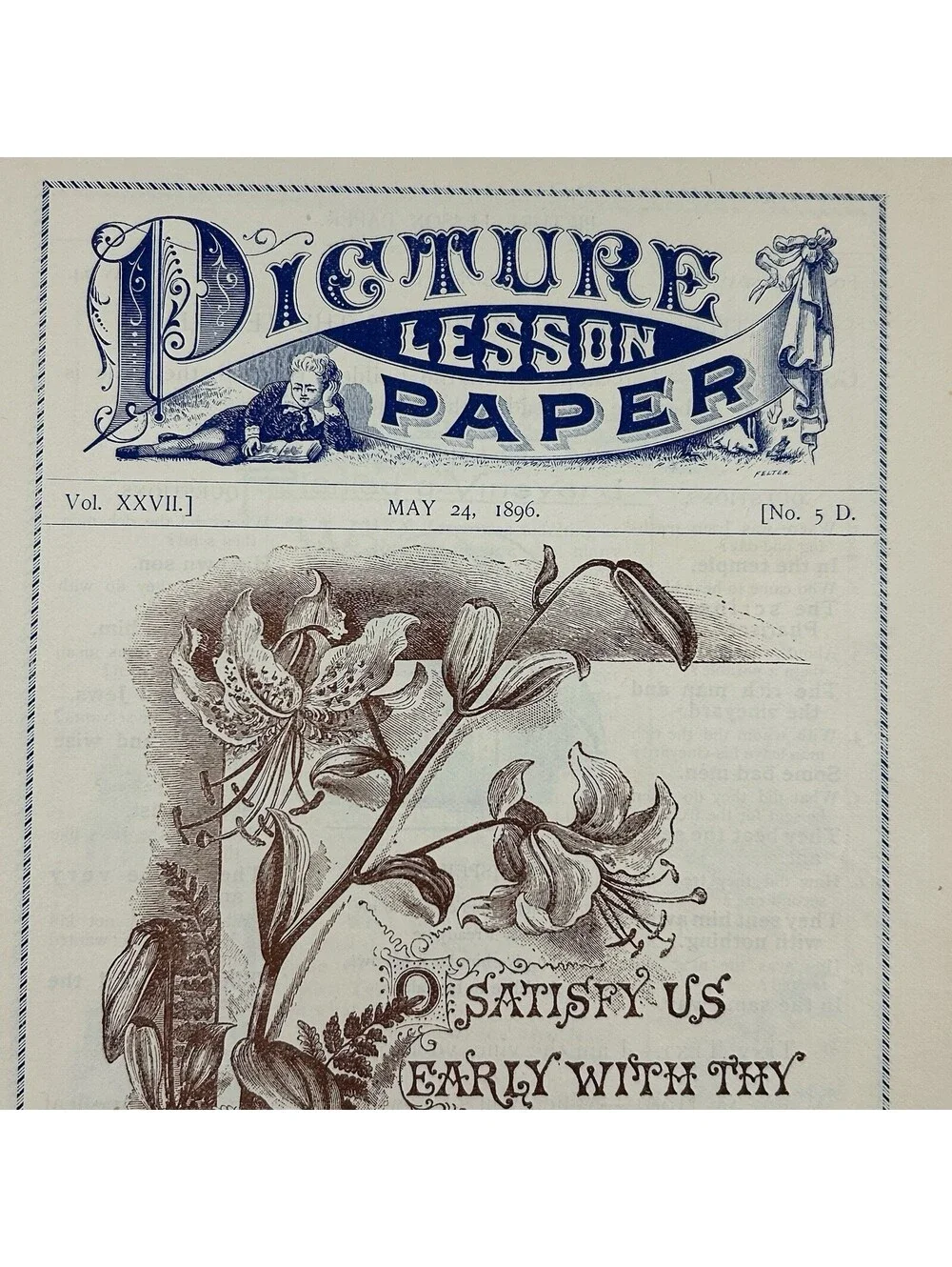 Antique 1896 Picture Lesson Paper Hunt Eaton Methodist Sunday School Art     C17